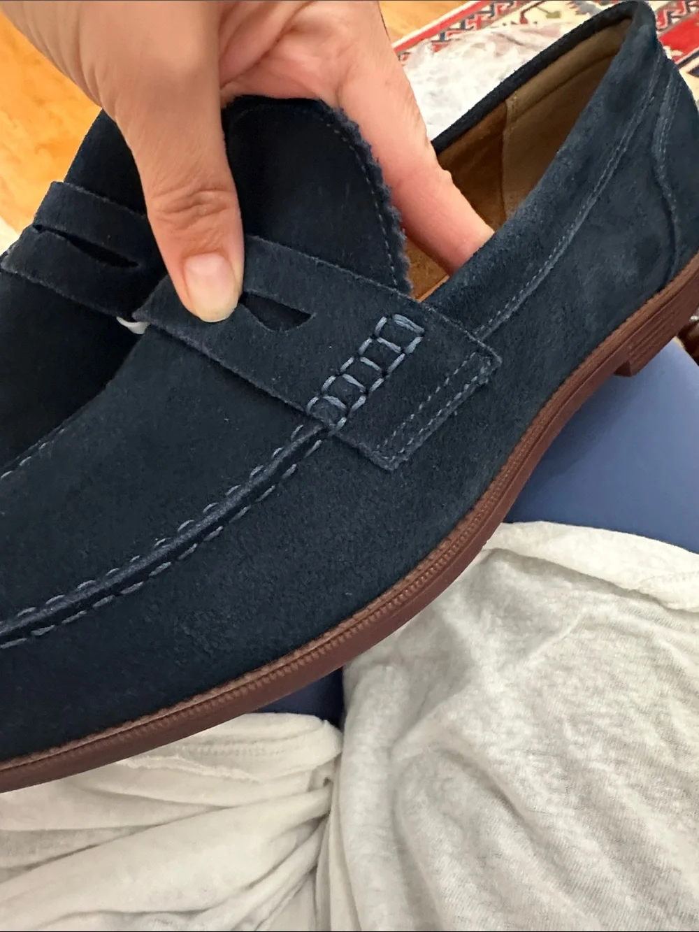 Steve Madden Navy Suede Penny Loafers